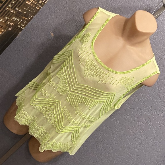ALTAR’D STATE - tank: beaded sheer green toned w button down rear - L - Picture 16 of 16